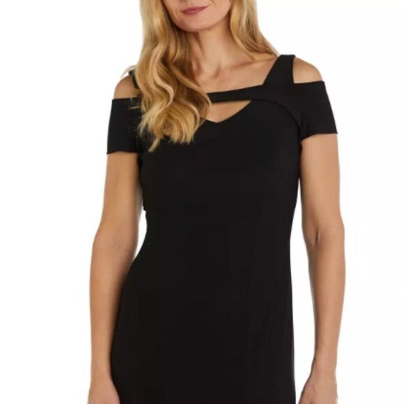 Nightway Black knit gown with front slit NWT size 10 - Picture 3 of 16